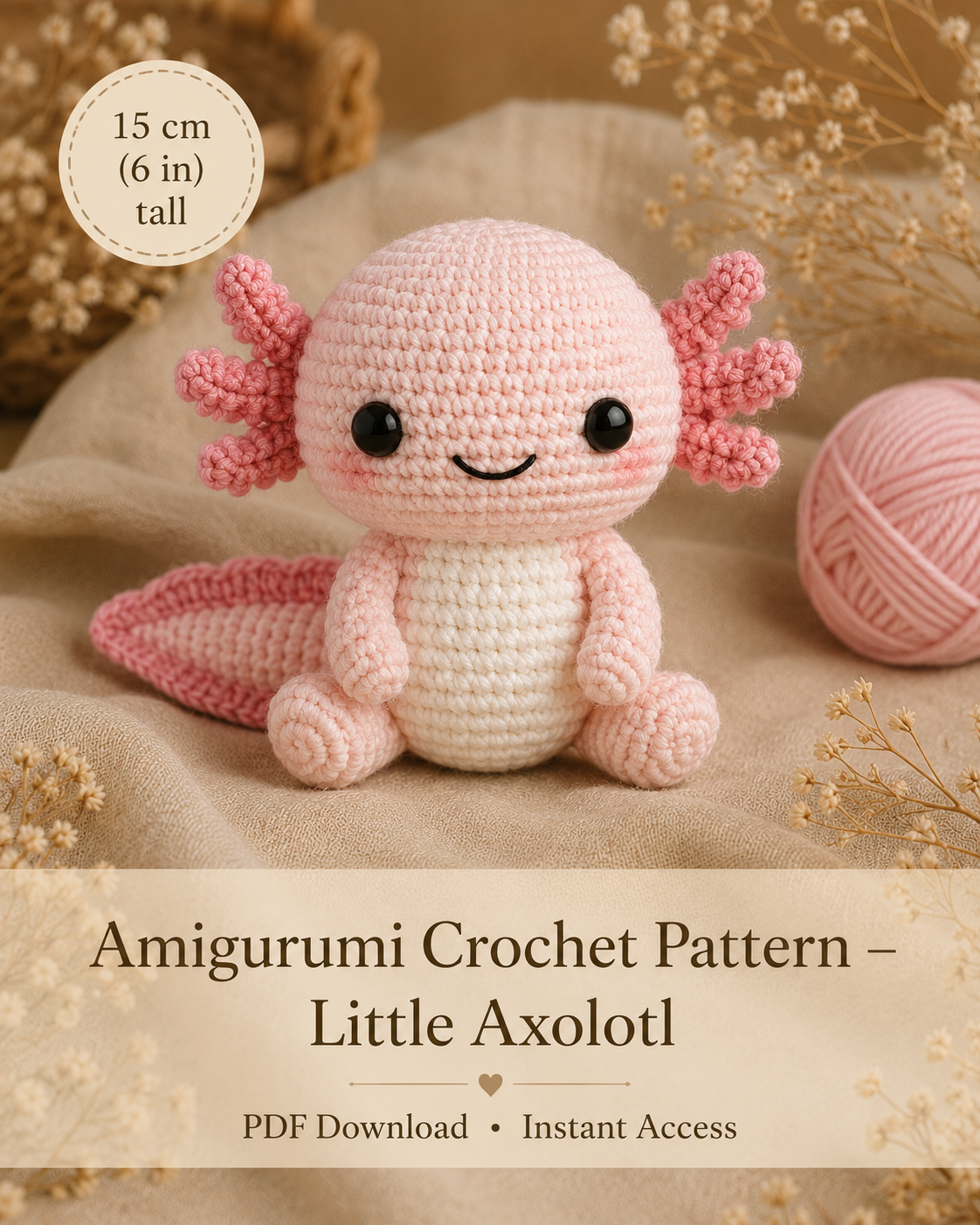 Little Axolotl amigurumi crochet pattern
